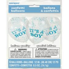 Luftballon Ø30cm Konfetti ca.30cmØ/6St. It's a Boy Blau