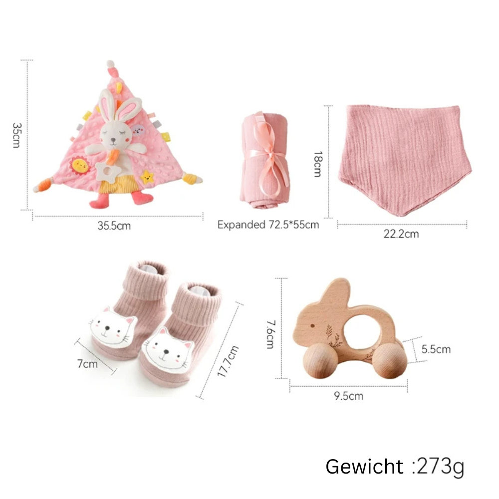 KidzzCamp Baby-Geschenkbox 5-teilig – Schmusetuch „Häschen“