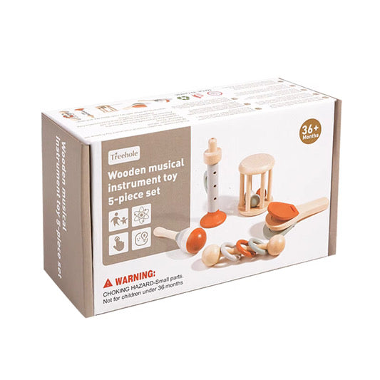 5-teiliges Musikspielzeug-Set aus Holz