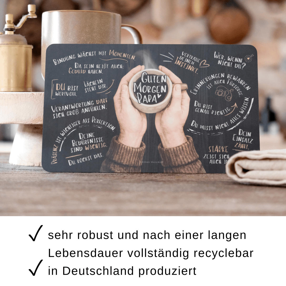 Frühstücksbrettchen Set für neue Eltern zur Geburt "Guten Morgen Mama und Papa“