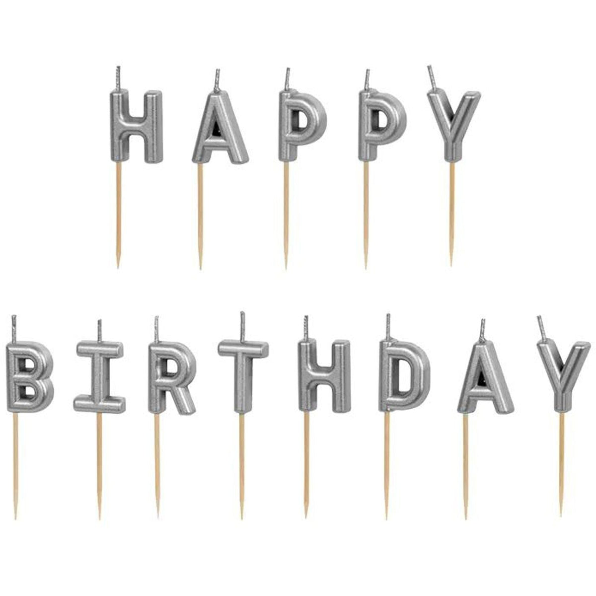 Geburtstagskerzen "Happy Birthday" 2,5 cm | Silber