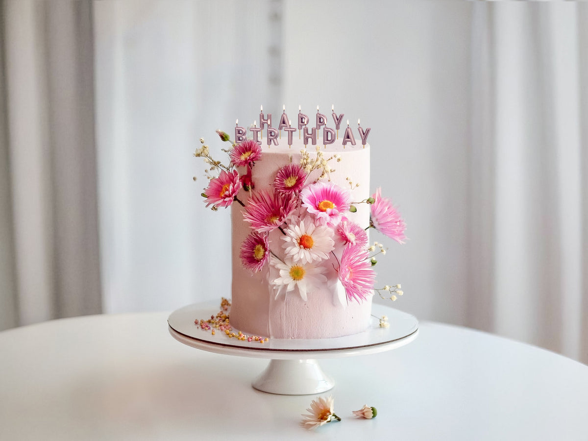 Geburtstagskerzen "Happy Birthday" 2,5 cm | Roségold