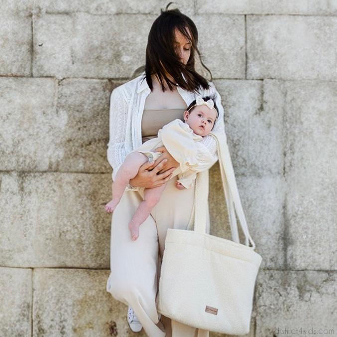 Wickeltasche Bouclé Teddystoff für den Kinderwagen - Mom bag