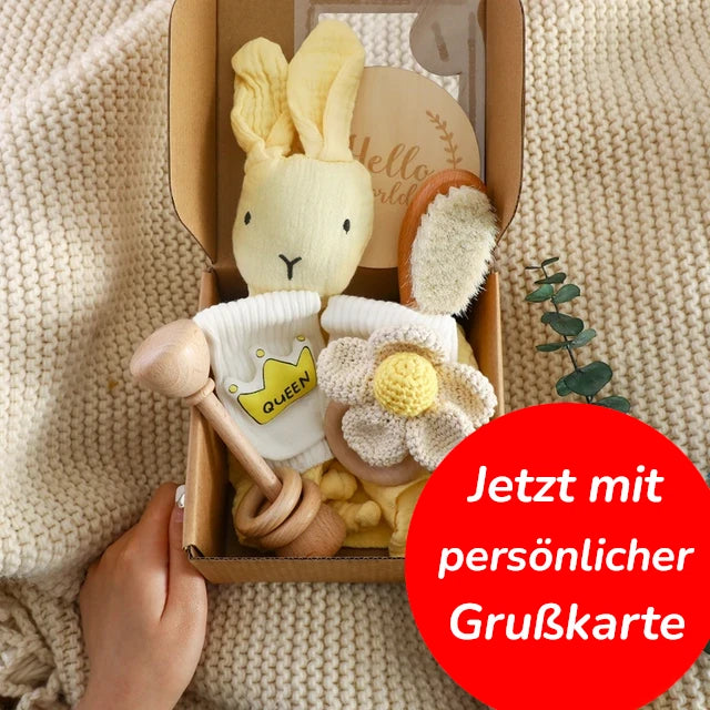 KidzzCamp Baby-Geschenkbox 6-teilig mit individueller Grußkarte und schnellem Versand