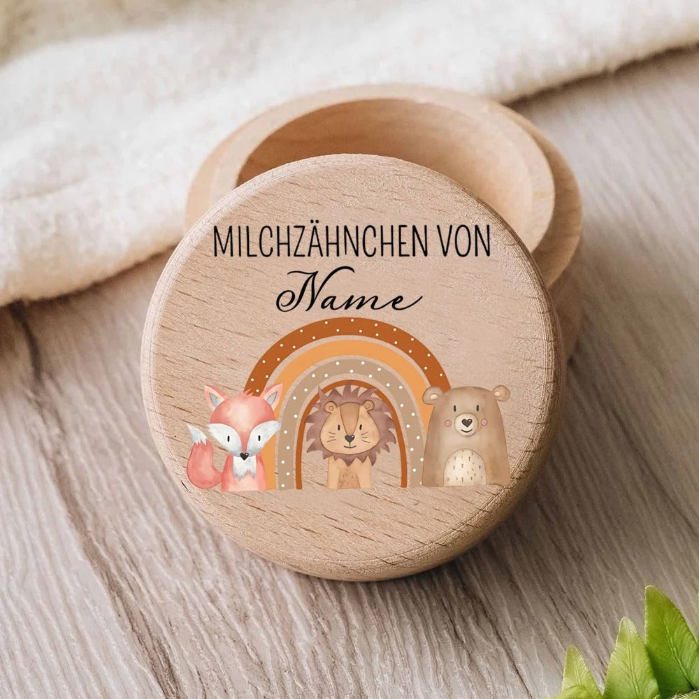 KidzzCamp Personalisierbare Milchzahndose – Holz