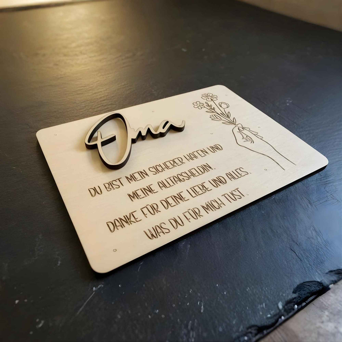 Holz-Geschenkkarte "Oma" | Handgefertigt and personalisierbar