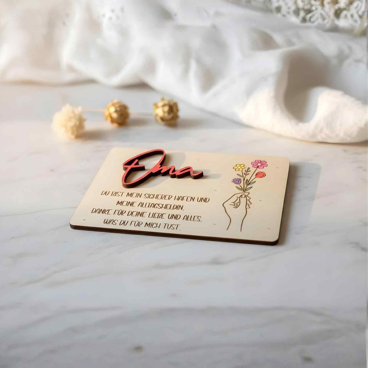 Holz-Geschenkkarte "Oma" | Handgefertigt and personalisierbar