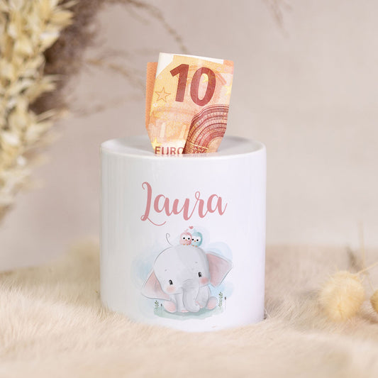 Spardose aus Keramik - Baby Elefant