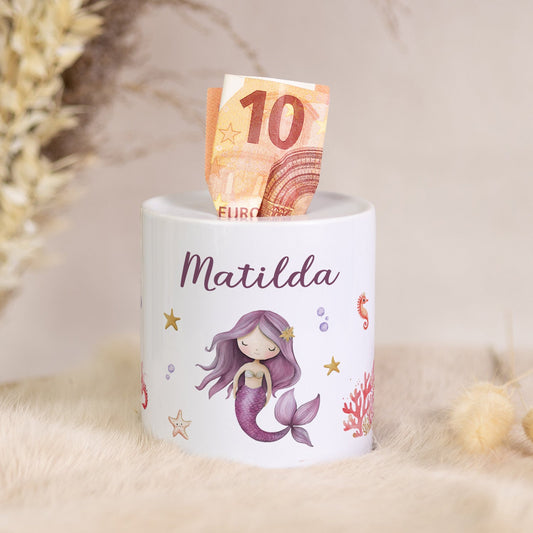 Spardose aus Keramik - Meerjungfrau