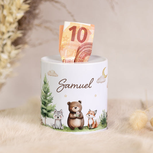 Spardose aus Keramik - Wald