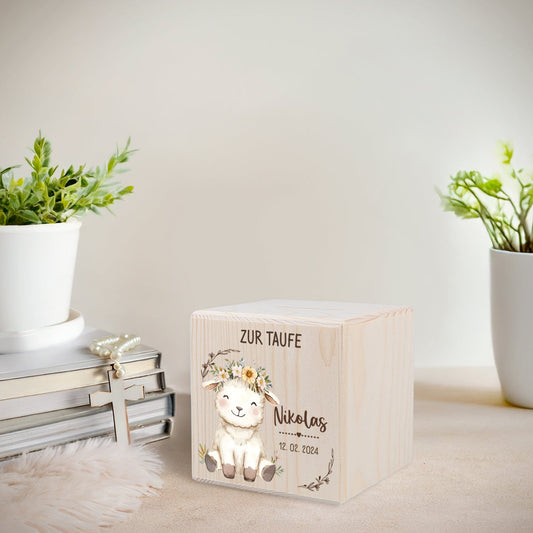 Spardose aus Holz - Tiere zur Taufe