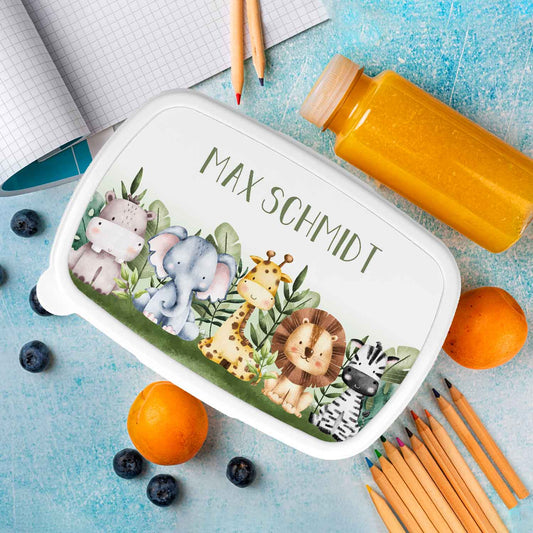 Bedruckte Lunchbox für Kinder - Tiergruppe Safari