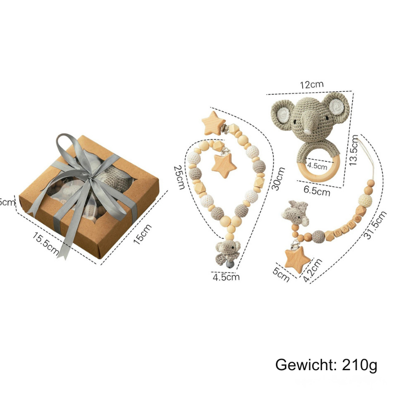 KidzzCamp Kinderwagenkette - Set mit Greifring & Schnullerkette