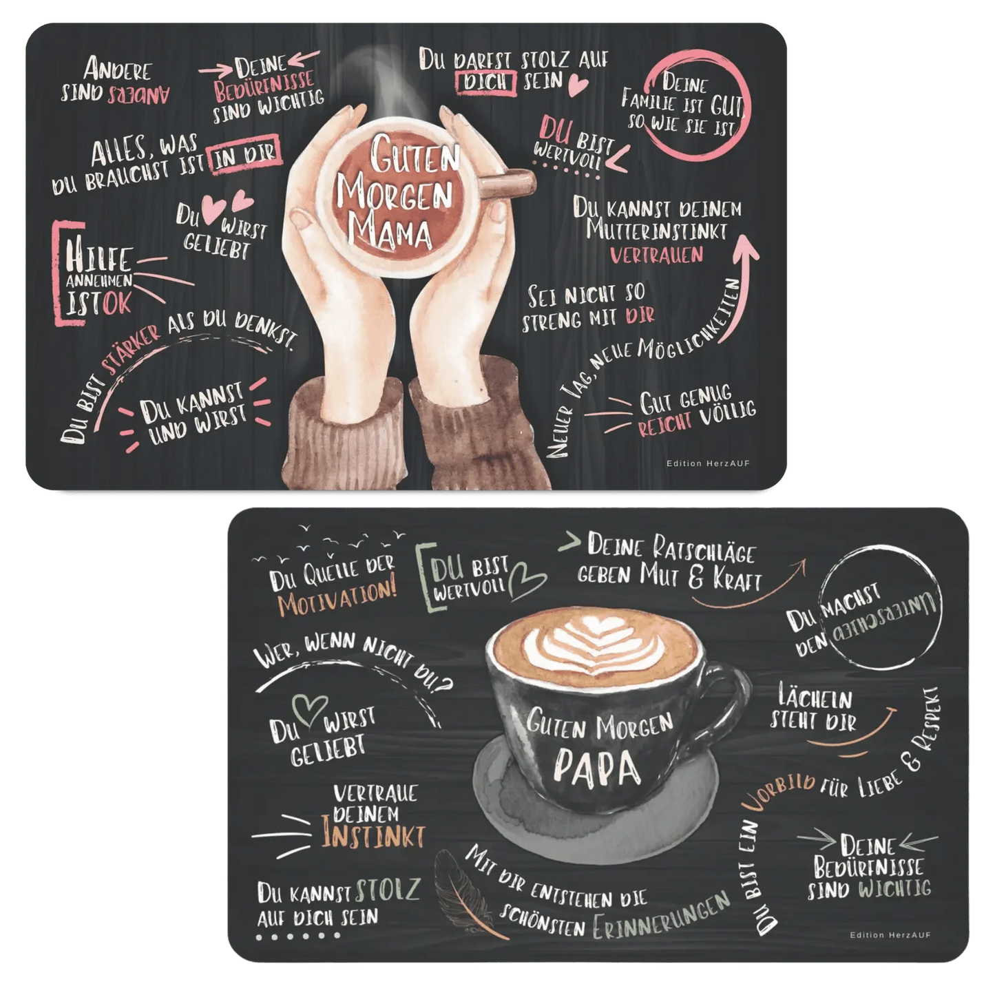Frühstücksbrettchen Set "Guten Morgen Mama und Papa"