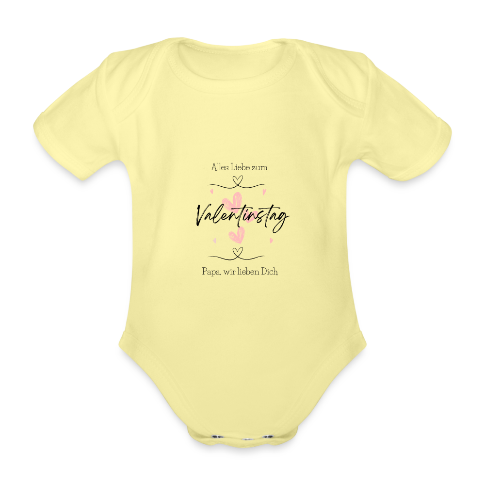 Baby Bio-Kurzarm-Body "Alles Liebe zum Valentinstag" - Hellgelb