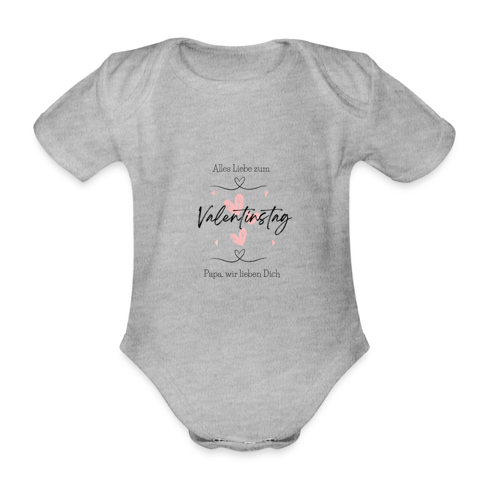Baby Bio-Kurzarm-Body "Alles Liebe zum Valentinstag" - Grau meliert