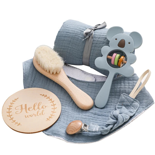 KidzzCamp Baby-Geschenkbox 6-teilig mit Musselin-Tuch 55 x 72 cm