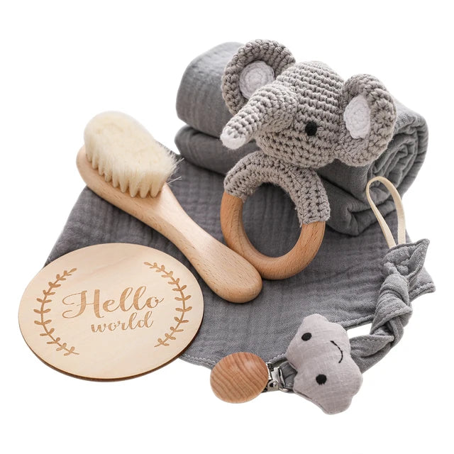 KidzzCamp Baby-Geschenkbox 6-teilig mit Musselin-Tuch 55 x 72 cm, individueller Grußkarte und schnellem Versand