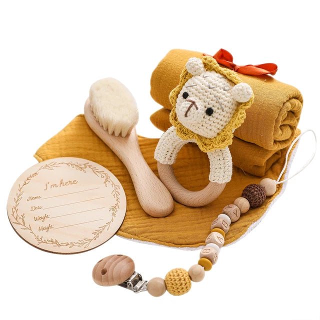 KidzzCamp Baby-Geschenkbox 6-teilig mit Musselin-Tuch 55 x 72 cm