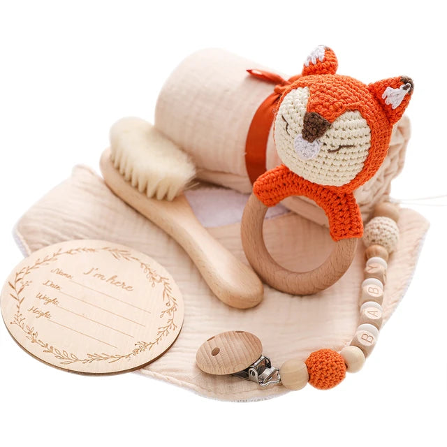KidzzCamp Baby-Geschenkbox 6-teilig mit Musselin-Tuch 55 x 72 cm