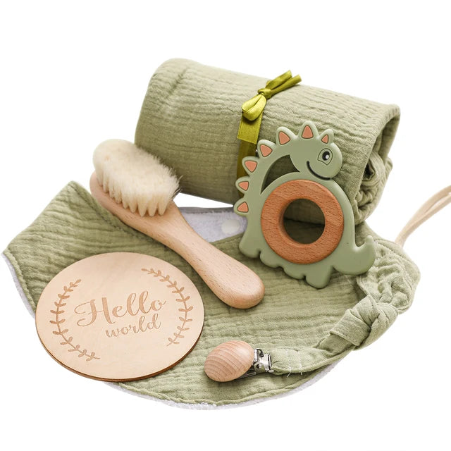 KidzzCamp Baby-Geschenkbox 6-teilig mit Musselin-Tuch 55 x 72 cm