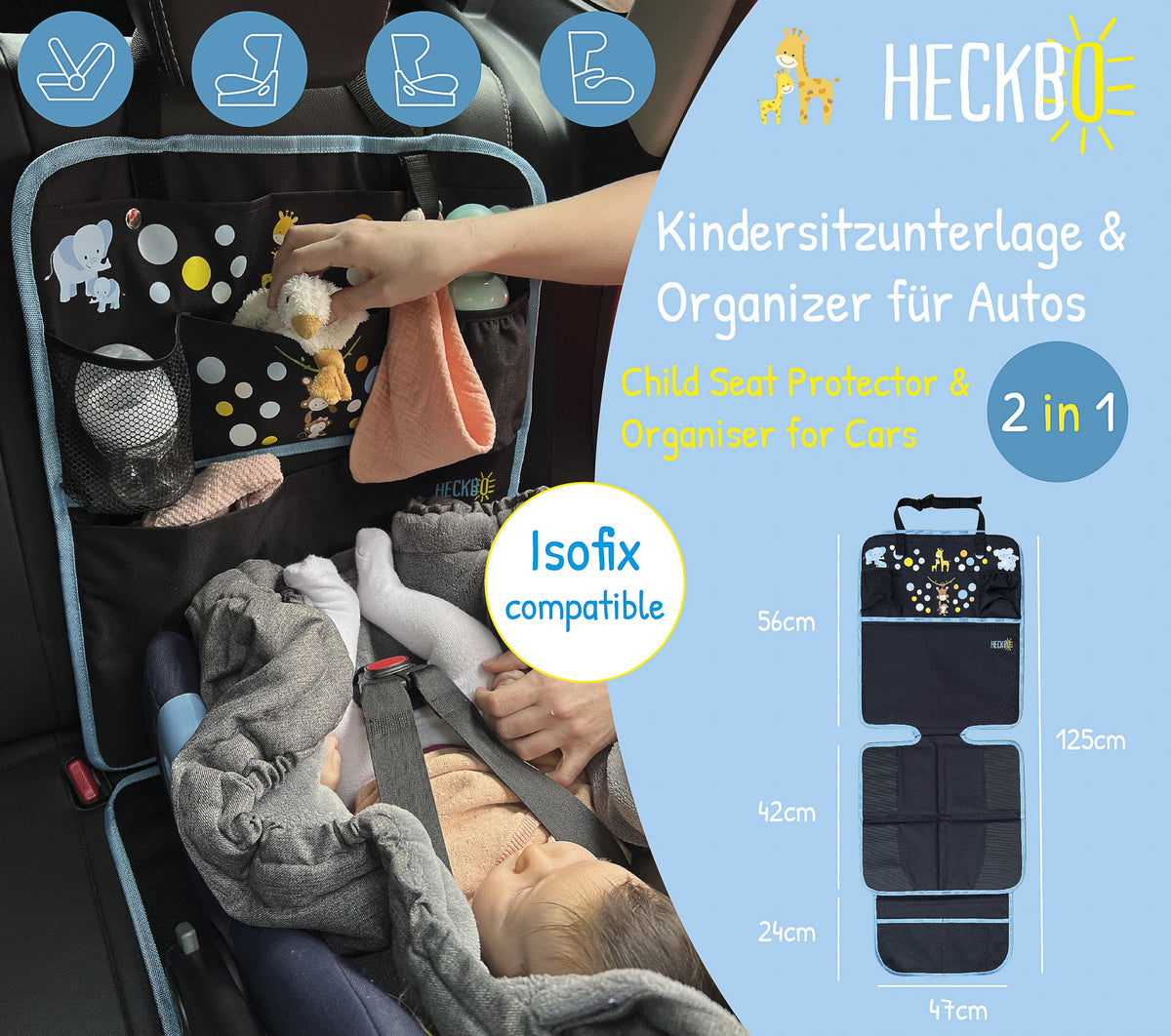 Kinder Autositz Sitzauflage Baby Tiere Mama