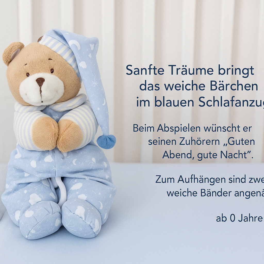 KidzzCamp Premium Windeltorte blau mit Spieluhr Teddybär, Musselintuch, Lätzchen | Personalisierbar | 4-stöckig