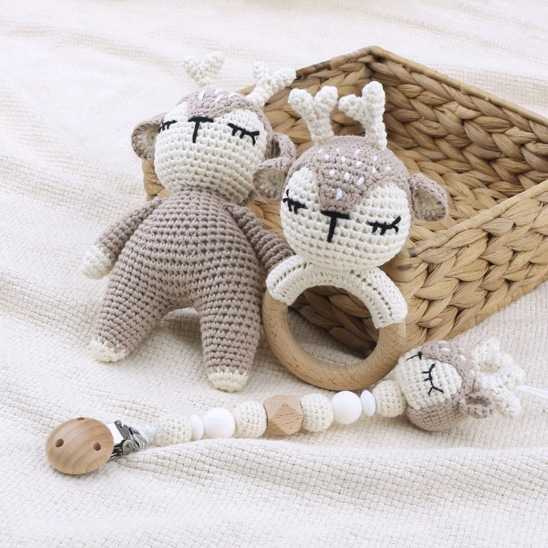 KidzzCamp Baby-Geschenkbox 3-teilig gehäkelte Tiere