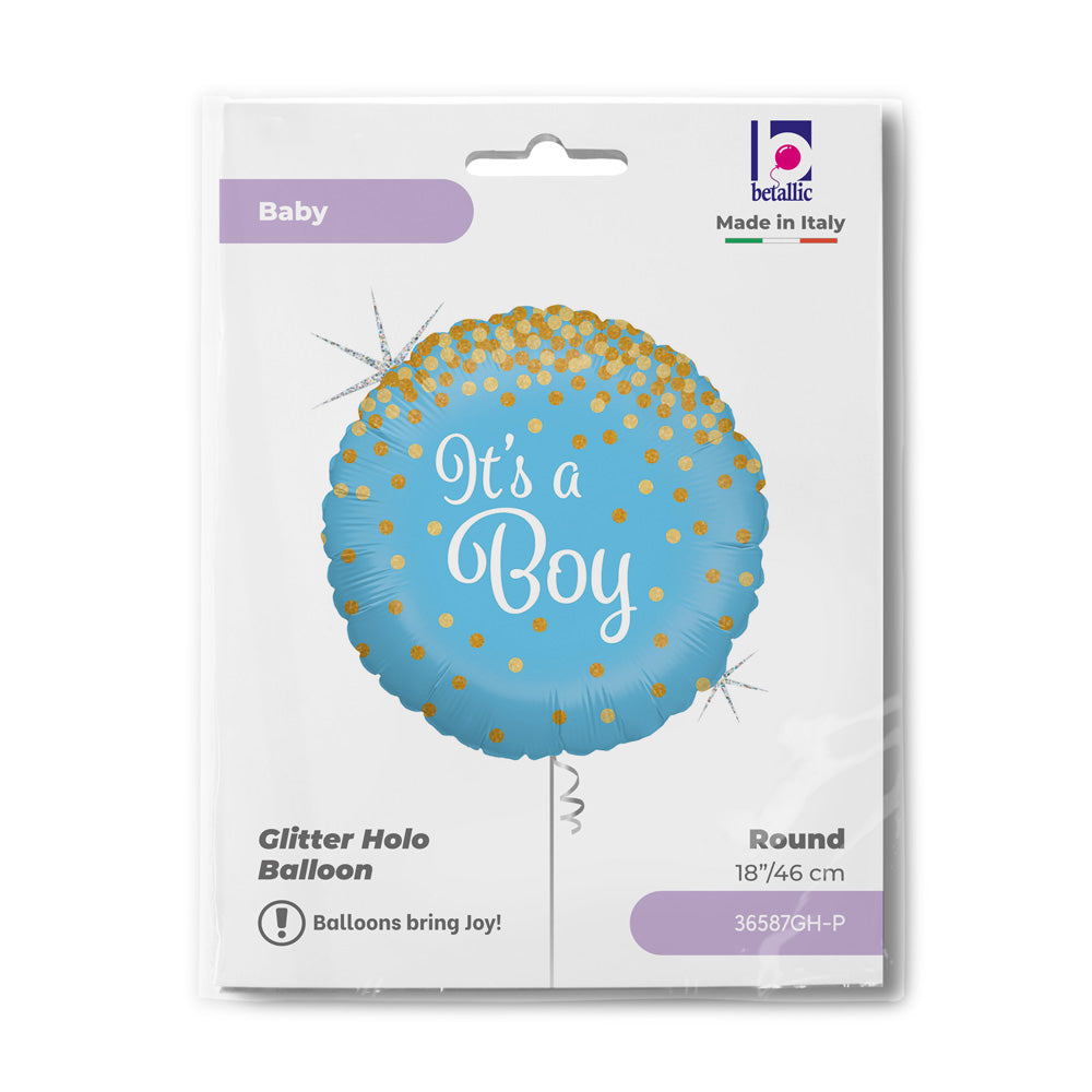 18"/Ø46cm Folienballon "Its a Boy" Glitter