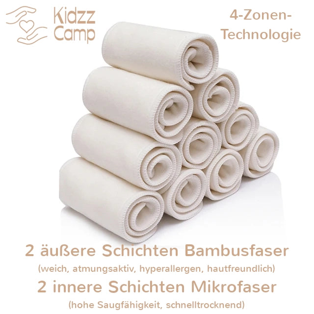 KidzzCamp KidzzCamp OneSize Windeleinsätze Saugeinlagen 4er Set 0-3 Jahre