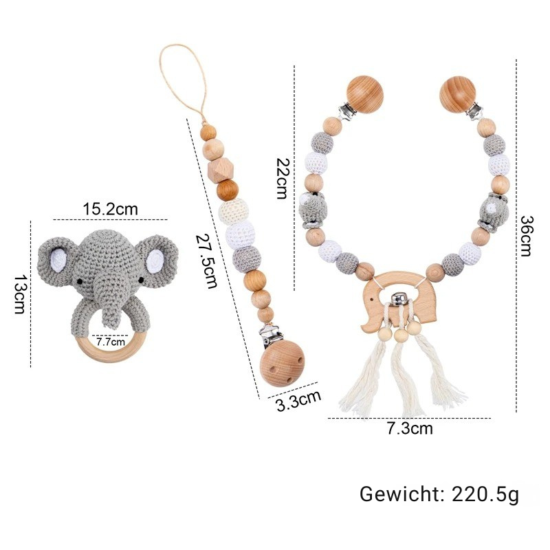 KidzzCamp Kinderwagenkette - Set mit Greifring & Schnullerkette