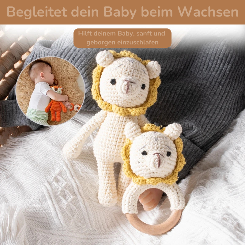 KidzzCamp 2er-Set Gehäkelte Rassel & Kuscheltier