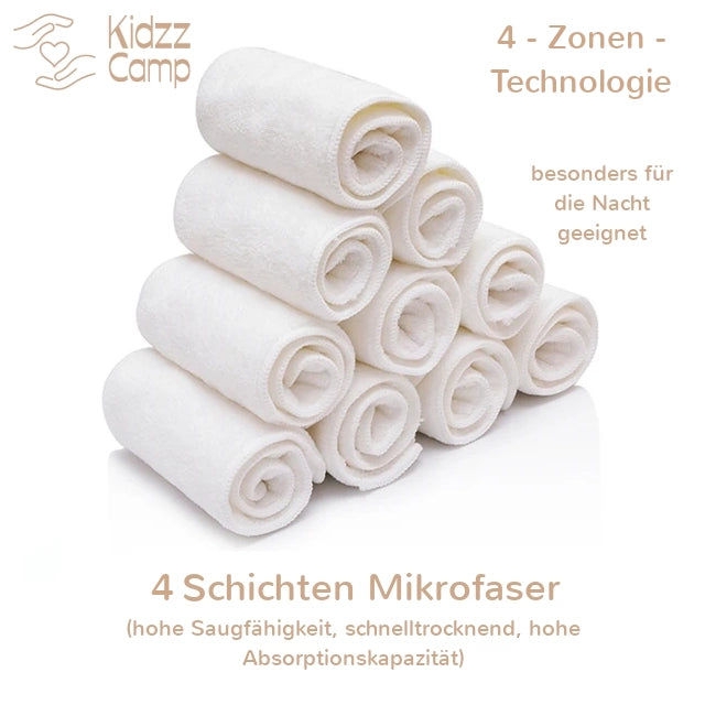 KidzzCamp KidzzCamp OneSize Windeleinsätze Saugeinlagen 4er Set 0-3 Jahre