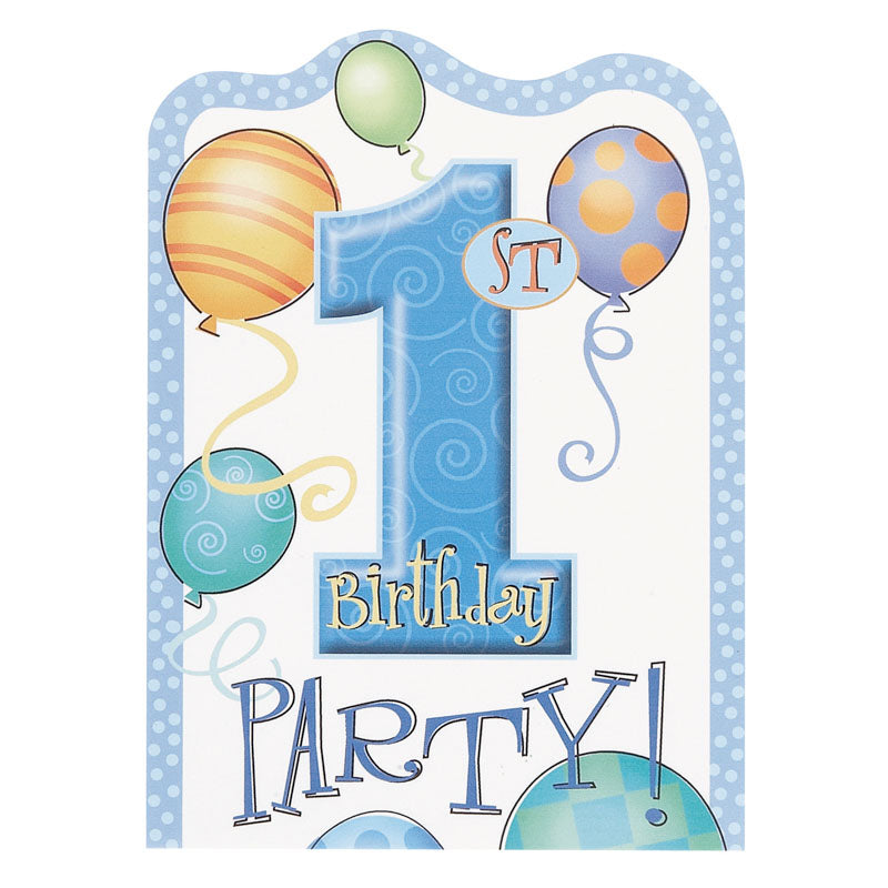 Einladung 1. Geburtstag blau