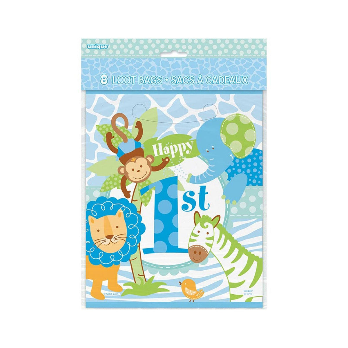 Geschenkbeutel PVC 18x22cm/8St. 1.st HB Boy Safari