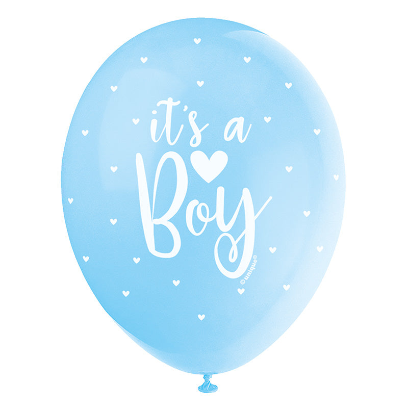 Luftballon It's a Boy Rundumdruck 5 Stück/33cm Babyparty Dekoration