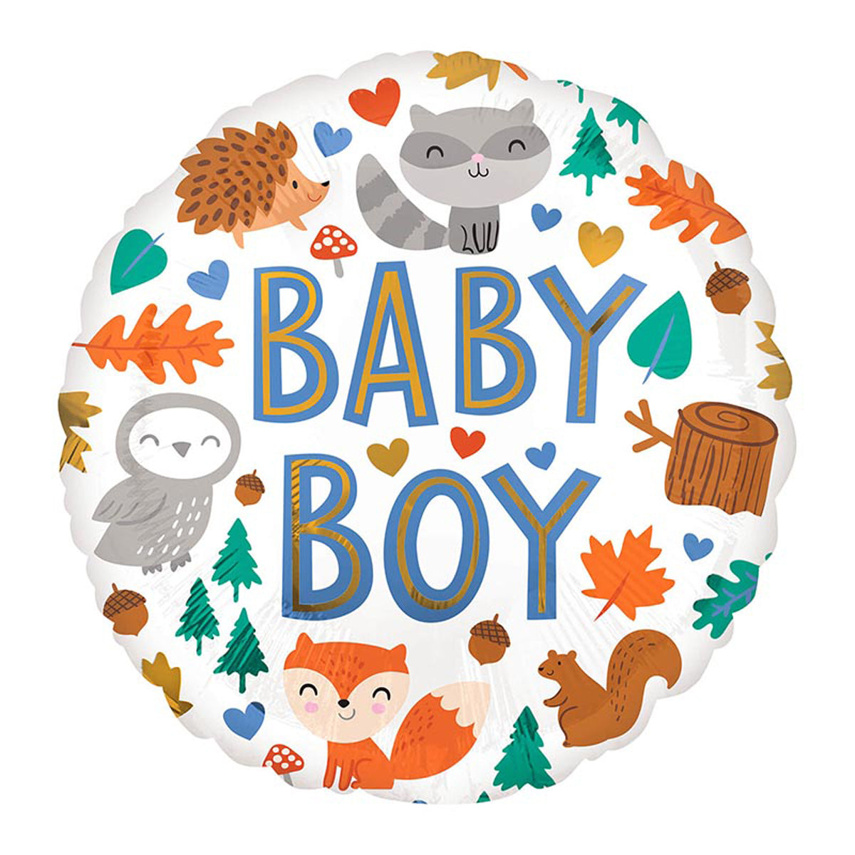 18"/Ø43cm Folienballon "Baby Boy" Waldtiere