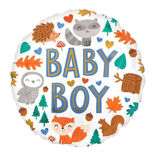 18"/Ø43cm Folienballon "Baby Boy" Waldtiere