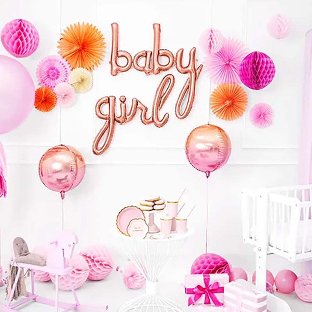 Folienballon Schriftzug "Girl" 77x70cm | Roségold