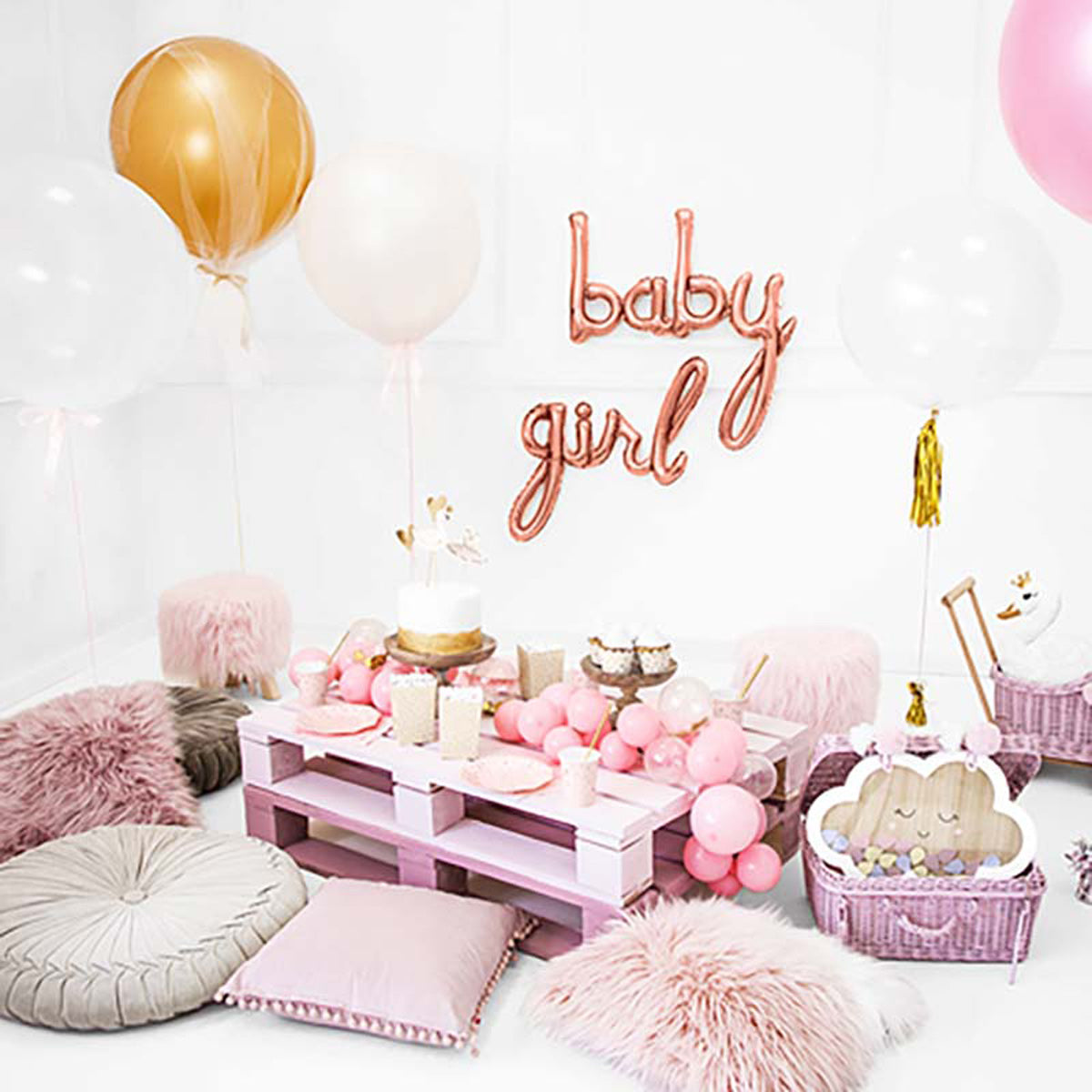 Folienballon Schriftzug "Girl" 77x70cm | Roségold