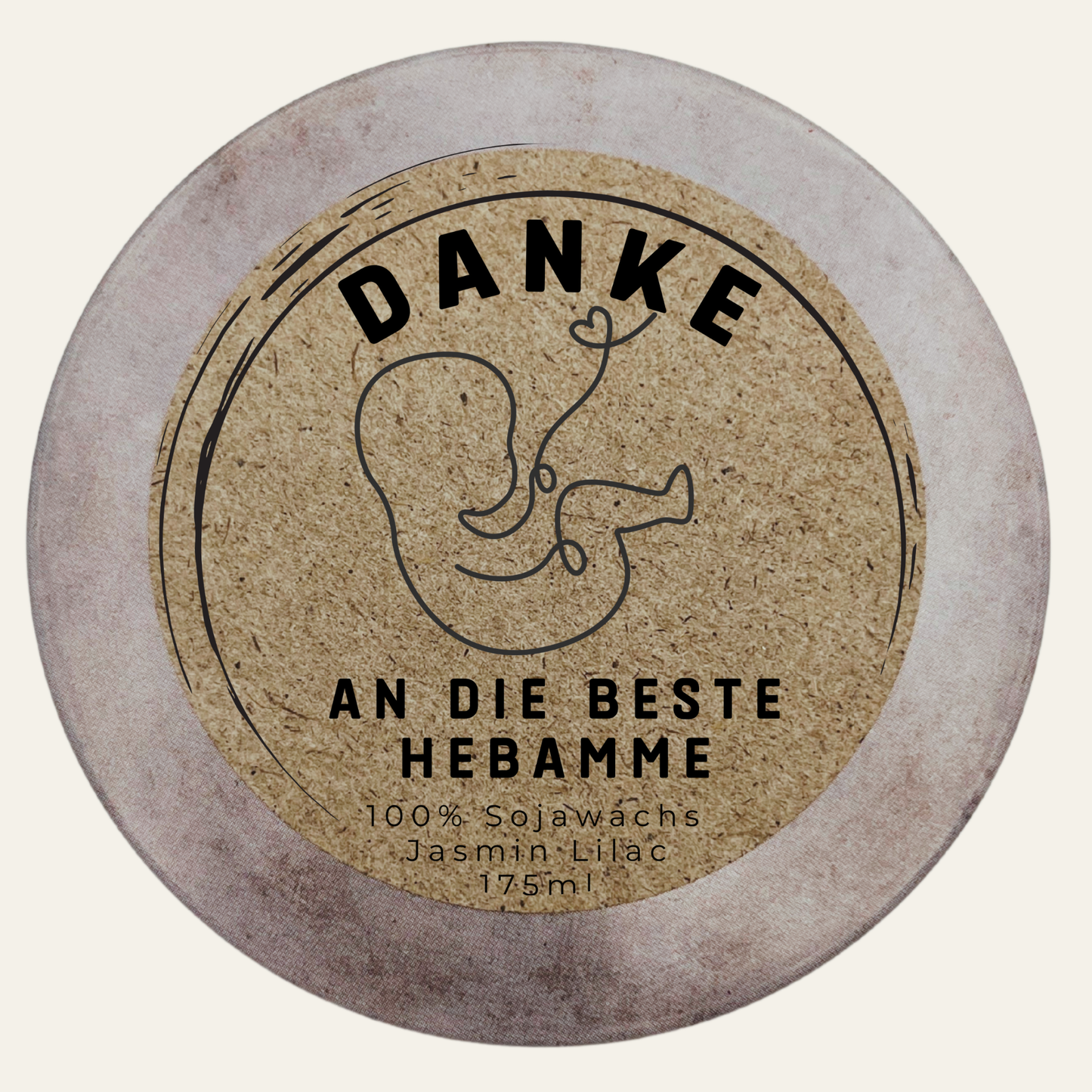 Duftkerze mit Deckel „Danke an die beste Hebamme“