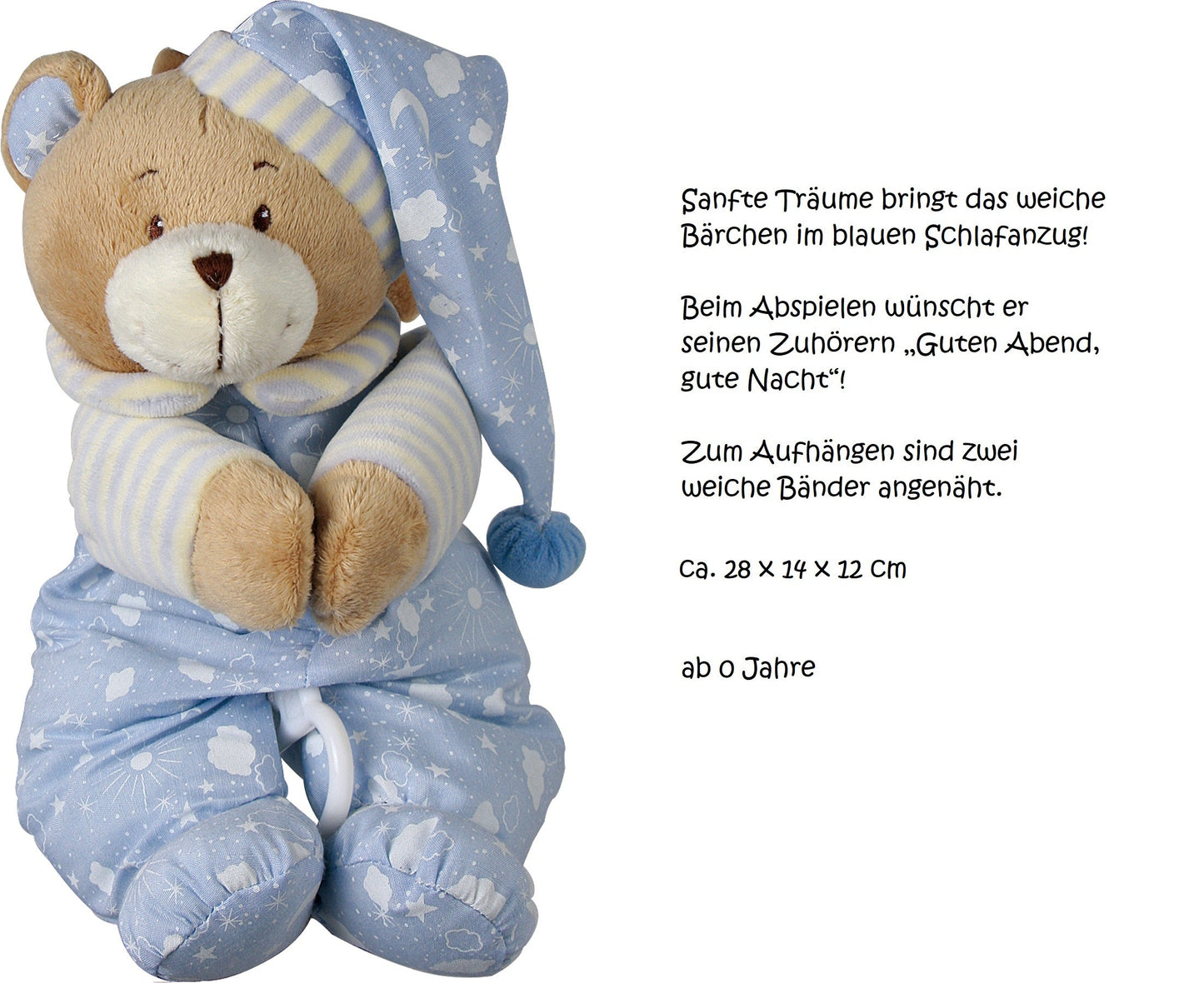 KidzzCamp Baby Musikspieluhr in blau oder rosa Geschenkbox Spieluhr Bär + Grußkarte