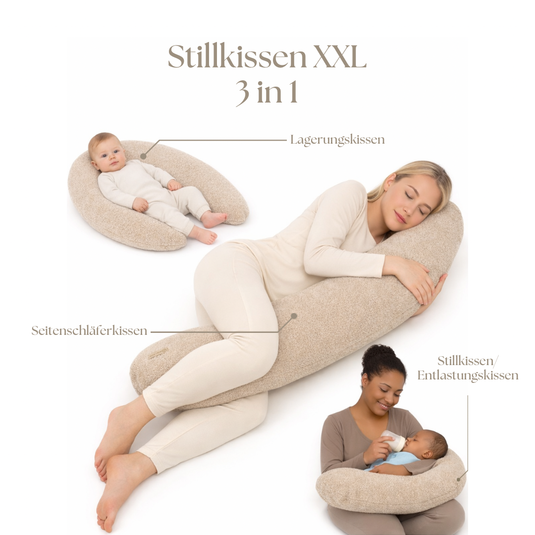 Stillkissen & Schwangerschaftskissen Bouclé Teddy XXL – ergonomisch, weich & vielseitig