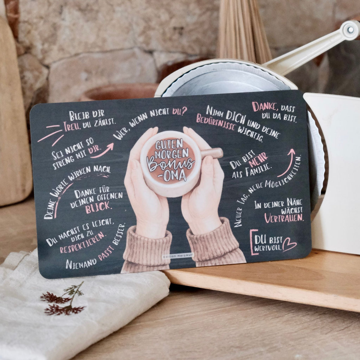 Frühstücksbrettchen „Guten Morgen Bonus-Oma“ – Ein liebevolles Geschenk für einen Herzensmenschen