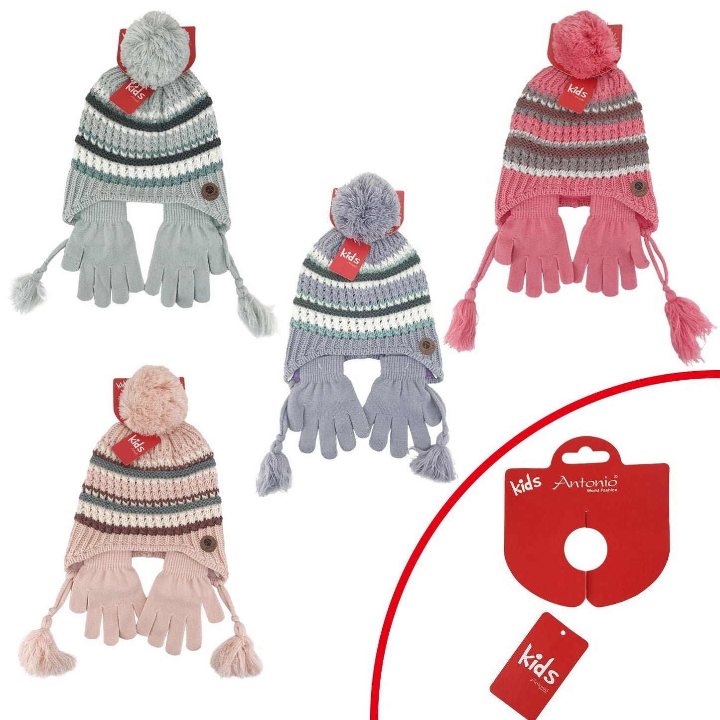 Baby Kinder Winter Mütze mit Handschuhen Set