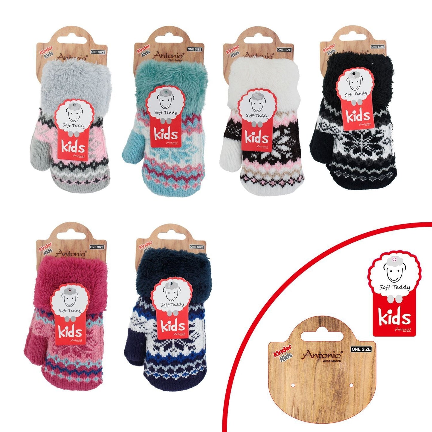 Baby Kinder Fäustlinge Strickhandschuhe mit Soft Teddy