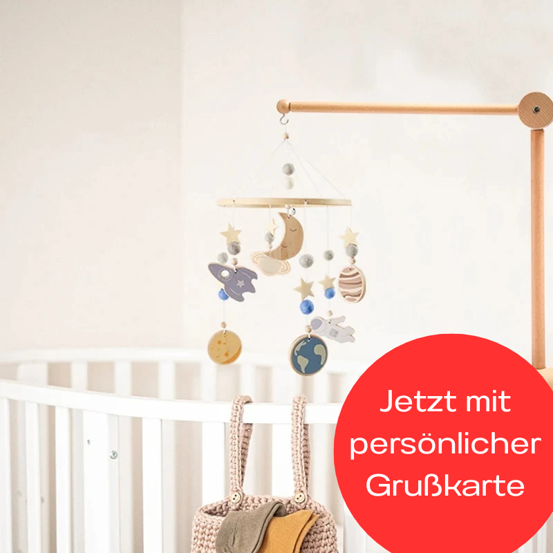 KidzzCamp Baby Holz-Halterung Zubehör für Babybett Mobile mit individueller Grußkarte und schnellem Versand