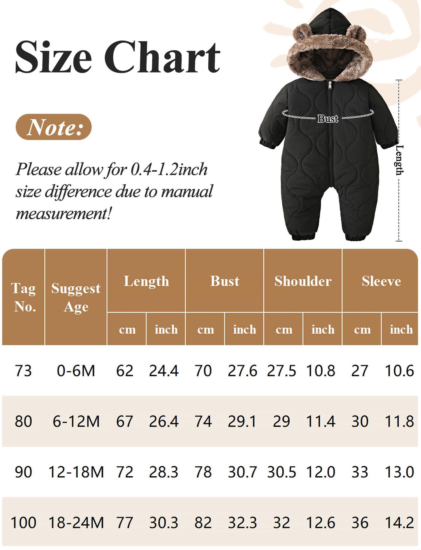 NEAWEALY Baby Winter Overall Schneeanzug