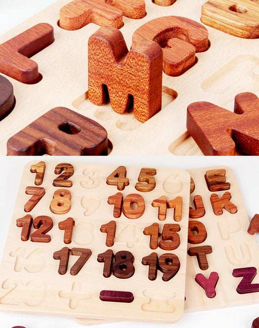 Buchstaben-Zahlen-Puzzle aus Holz