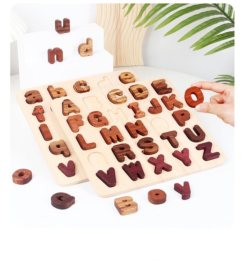 Buchstaben-Zahlen-Puzzle aus Holz